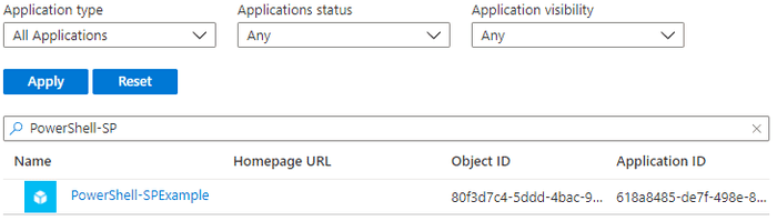 Azure AD Searching for an Enterprise App
