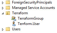 Terraform created AD user and group